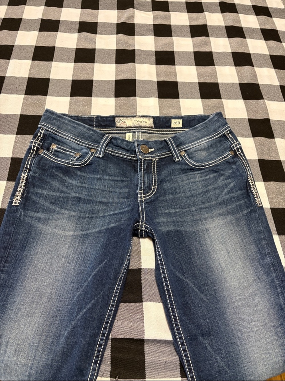 Buckle BKE Payton Skinny Jeans Women Size 26 x 31.5 Stretch Embellished Metallic